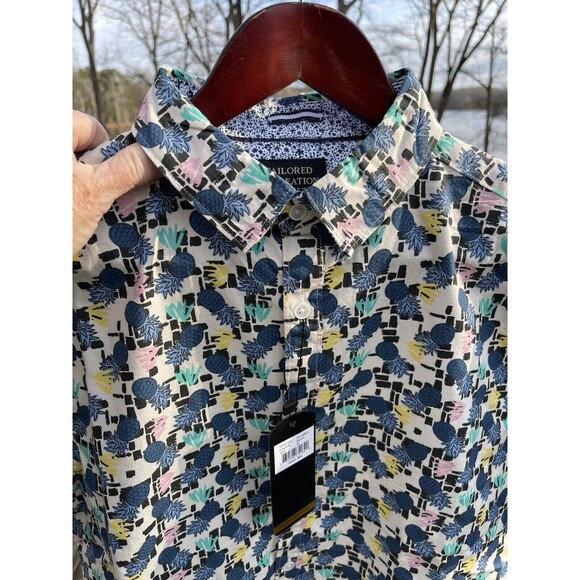 Tailored Recreation Premium Hawaiian Shirt Pineapple Mens Medium Slim Fit NWT - Picture 2 of 15
